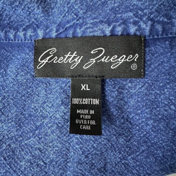 Gretty Zueger Cotton Blazer Lightweight Stone Wash Size XL Blue Lagenlook Boho - Picture 3 of 13